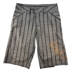 Fox Racing Chino Shorts Mens 32 Brown Plaid MTB BMX Y2K Magnetic Pocket Trail